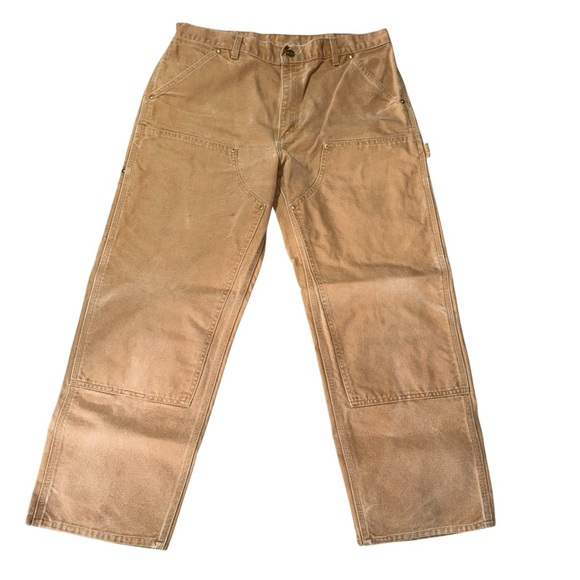 Carhartt Men’s Double Front Duck Canvas Work Pants Size 34x28 Tan NWOT Rugged - Picture 2 of 5
